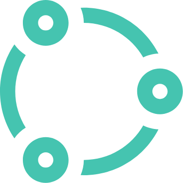 Tres puntos en un círculo que se conectan para simbolizar la coordinación y el refuerzo de los servicios.